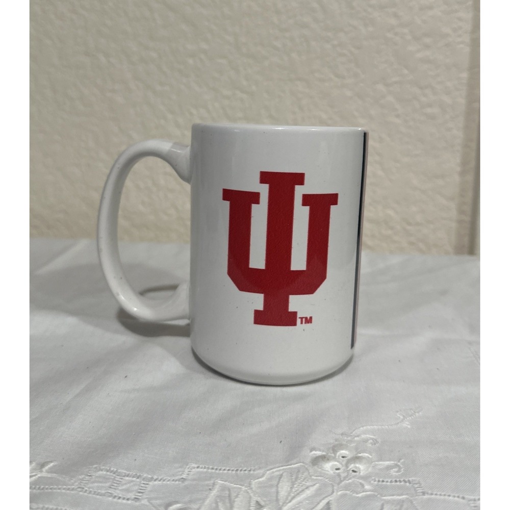 UNIVERSITY INDIANA MUG WHITE RED HOOSIER ETCHED COFFEE TEA CUP COLLEGIATE. - Picture 2 of 7